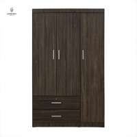 Wooden 3 Door 2 Drawer Wardrobe With Shelf And Hanger For Bedroom Use