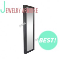 Black European Style Floor Mirrored Wooden Standing Wall Mounted Storage Key jewelry Cabinet