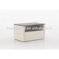 HXDL151-2608 HUAXU WOOD PANEL FURNITURE BEDSIDE (W:700MM) MATT BEIGE WITH PURPLE GREY SATINATO GLASS TOP