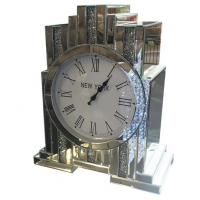 Super large modern style crushed diamond floating crystal silver mirrored floor clock